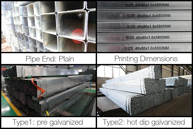 20X20 mm Steel Galvanized Square Hollow Tube Gi Pipe for Greenhouse
