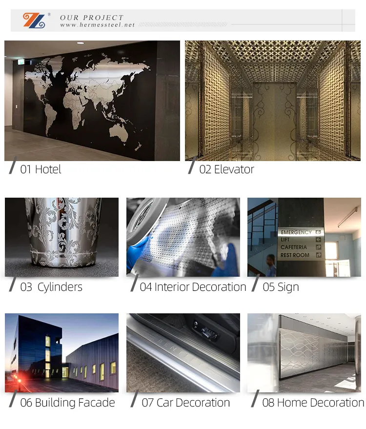 304 Stainless Steel Sheet with Certificate for Exporting Etched Surface for Elevator Wall Decoration