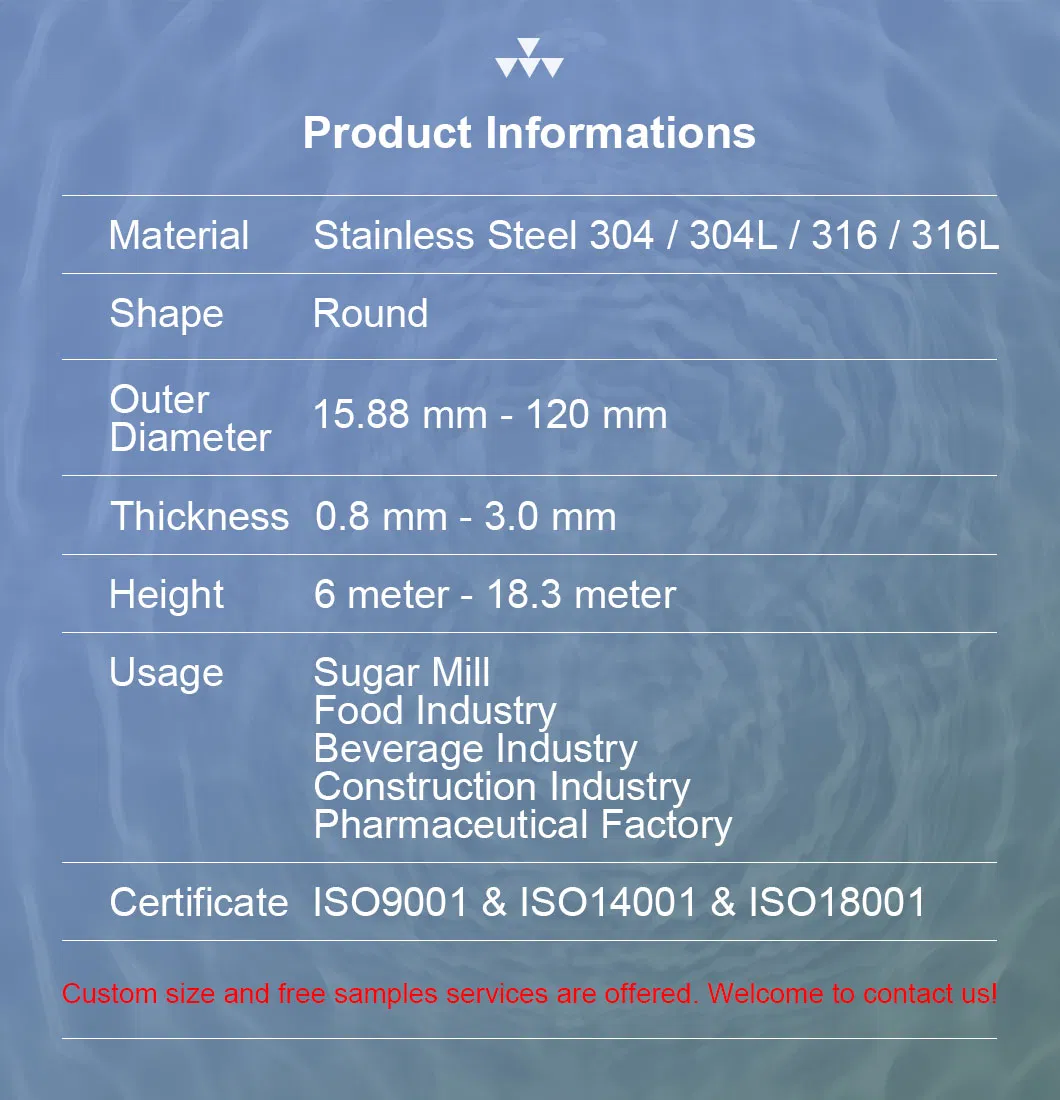 304L 316L Stainless Steel Sanitary Round Pipe with Inside Welded Beam Removed