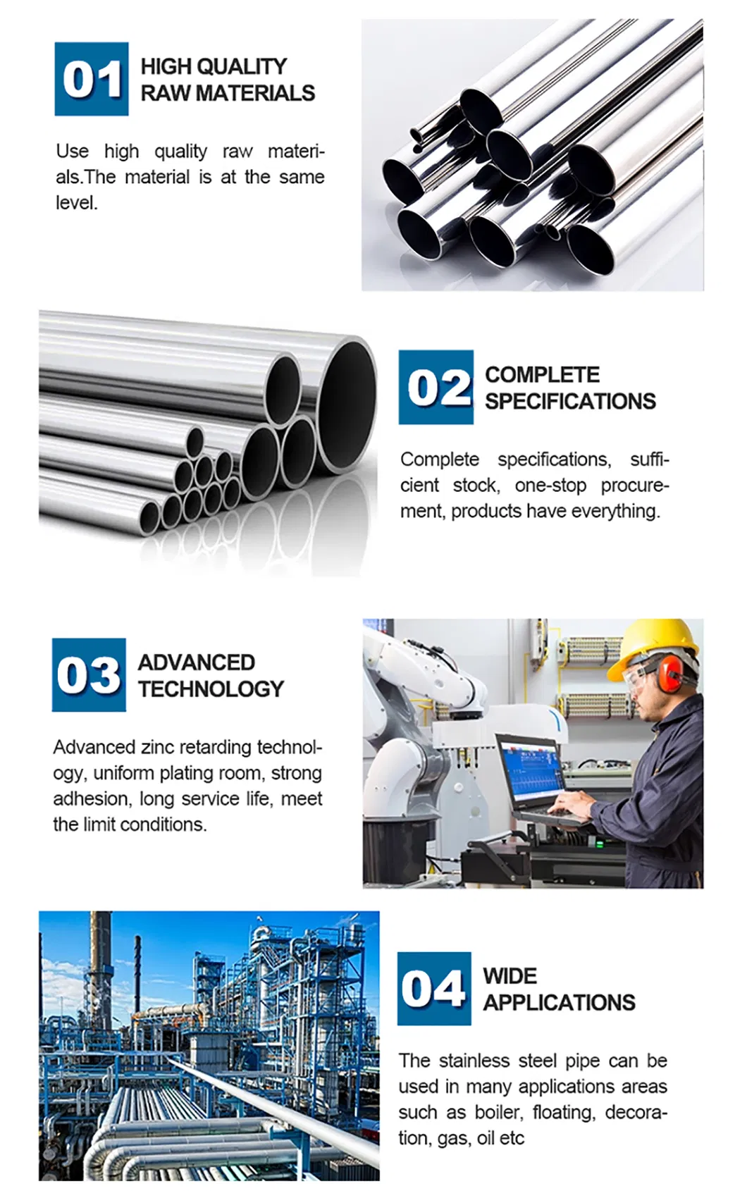 AISI ASTM Tp 304 304L 309S 310S 316L 316ti 321 347H 317L 904L 2205 2507 Inox Stainless Steel Pipe/Stainless Steel Tube