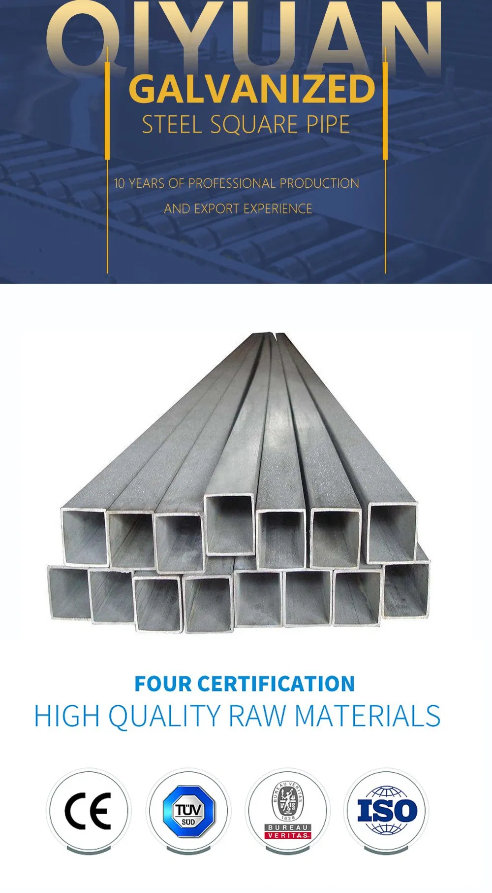 ASTM A106 A36 A53 1.0033 BS 1387 Ms ERW Hollow Steel Pipe Gi Hot DIP Galvanized Steel Pipe