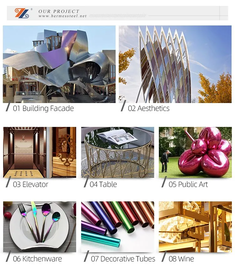 Best Quality 304 316 Hairline Finish 4X8 Rose Gold PVD Color Coating Metal Decorative Sheet for Door Frame Decoration