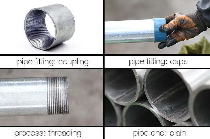 China Shengteng Brand BS 1387 Grade B Carbon Pre- Galvanized Steel Pipe