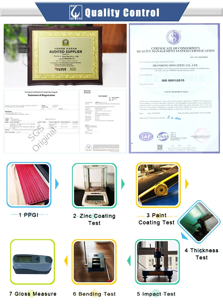 China Supplier Manufacture Color Galvan Zinc Coat Corrugated PPGI Steel Roofing Tile Roof Sheet Factory Price