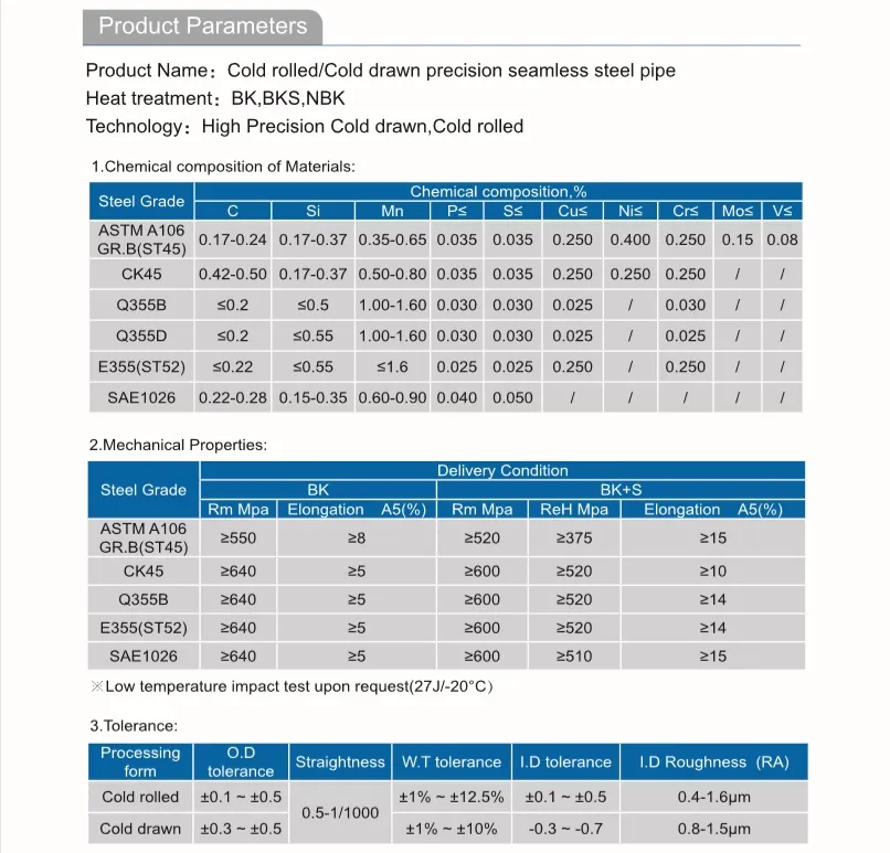 JIS G3441 Scm415tk Precision Cold Rolled Seamless Steel Pipes