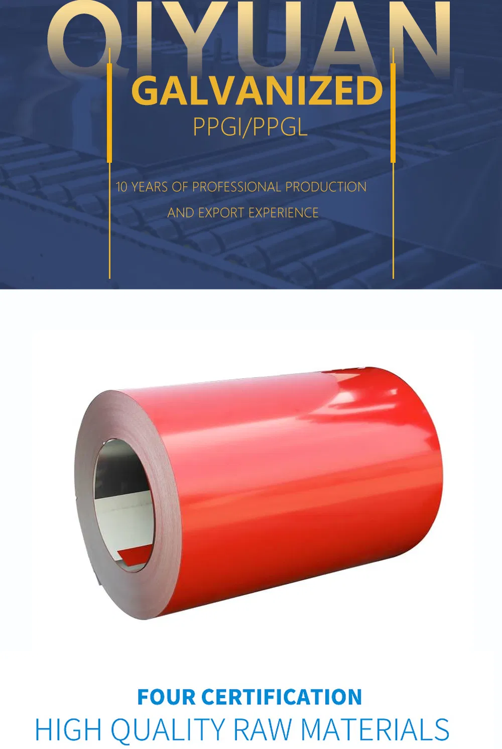 Prime Coating Zinc G60 G80 G100 G150 G180 G275 PPGI Prepainted Galvanized Steel Coil