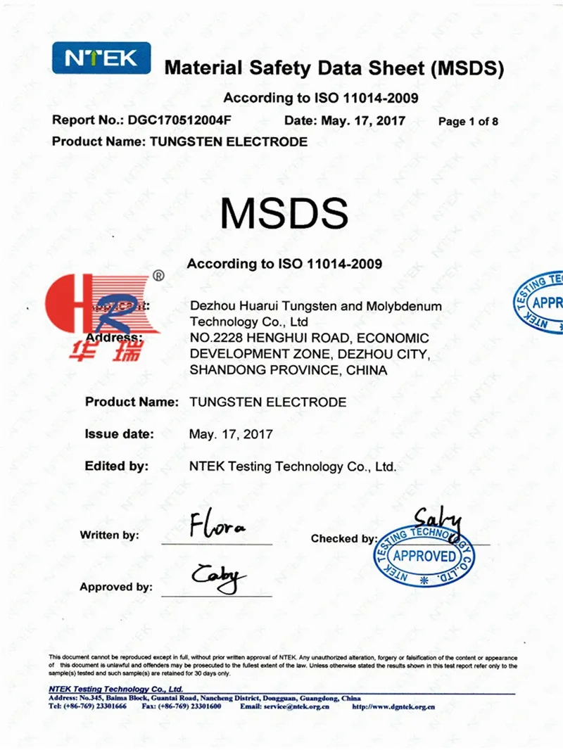 Wc20 Tungsten Electrode From China Factory